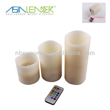 3 Pcs Wax Battery Operated Controle Remoto Color-Changing LED Candle Light